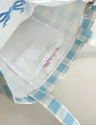 Ribbon Check Eco Bag Women's Daily Canvas Bag Bobusang Bag