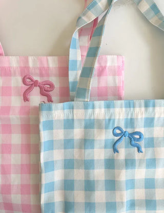 Ribbon Check Eco Bag Women's Daily Canvas Bag Bobusang Bag