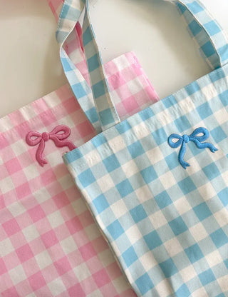 Ribbon Check Eco Bag Women's Daily Canvas Bag Bobusang Bag