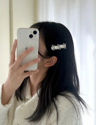 2 Types Pearl Ribbon Metal Clip Automatic Hairpin