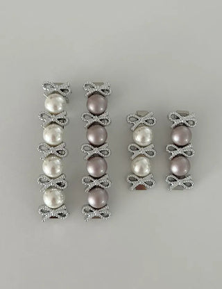 2 Types Pearl Ribbon Metal Clip Automatic Hairpin