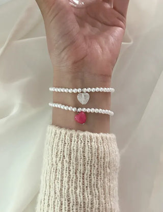 Gemstone Heart Pearl Bracelet Women's Daily Beaded Bracelet Friendship Bracelet