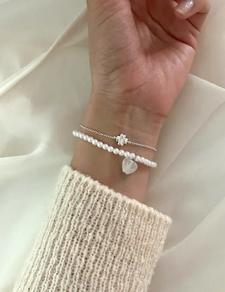 Gemstone Heart Pearl Bracelet Women's Daily Beaded Bracelet Friendship Bracelet