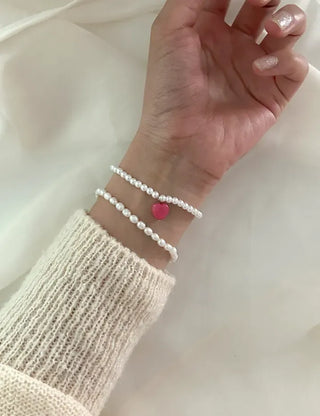 Gemstone Heart Pearl Bracelet Women's Daily Beaded Bracelet Friendship Bracelet