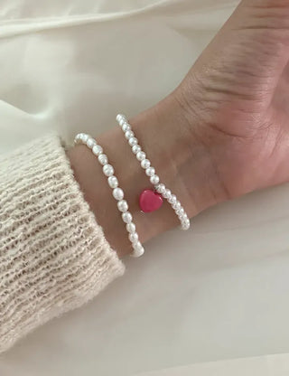Gemstone Heart Pearl Bracelet Women's Daily Beaded Bracelet Friendship Bracelet