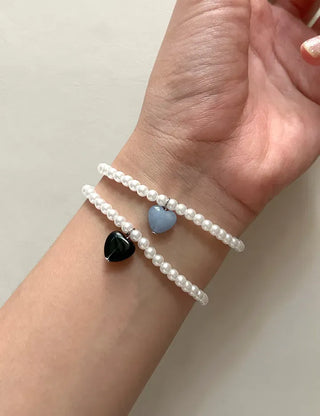Gemstone Heart Pearl Bracelet Women's Daily Beaded Bracelet Friendship Bracelet