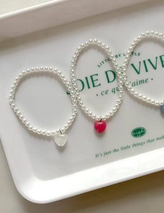 Gemstone Heart Pearl Bracelet Women's Daily Beaded Bracelet Friendship Bracelet