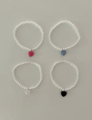 Gemstone Heart Pearl Bracelet Women's Daily Beaded Bracelet Friendship Bracelet