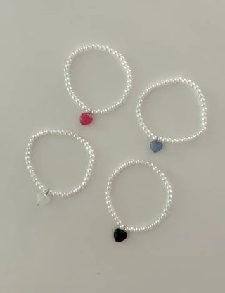 Gemstone Heart Pearl Bracelet Women's Daily Beaded Bracelet Friendship Bracelet