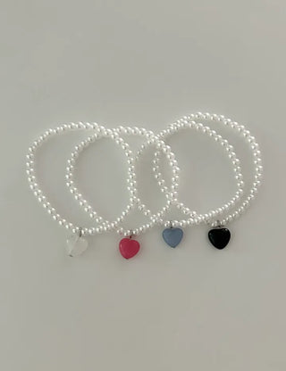 Gemstone Heart Pearl Bracelet Women's Daily Beaded Bracelet Friendship Bracelet