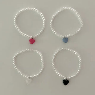 Gemstone Heart Pearl Bracelet Women's Daily Beaded Bracelet Friendship Bracelet