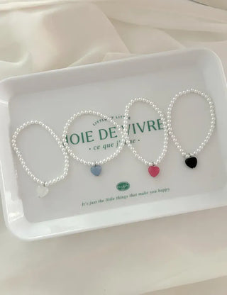 Gemstone Heart Pearl Bracelet Women's Daily Beaded Bracelet Friendship Bracelet