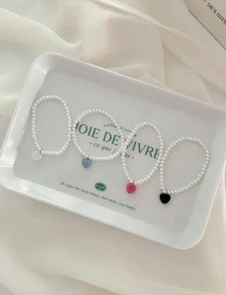 Gemstone Heart Pearl Bracelet Women's Daily Beaded Bracelet Friendship Bracelet