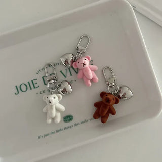 Homemade Heart Cute Velvet Mini Teddy Bear Keyring