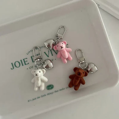 Homemade Heart Cute Velvet Mini Teddy Bear Keyring