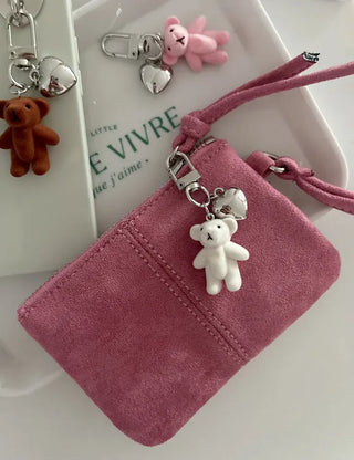 Homemade Heart Cute Velvet Mini Teddy Bear Keyring