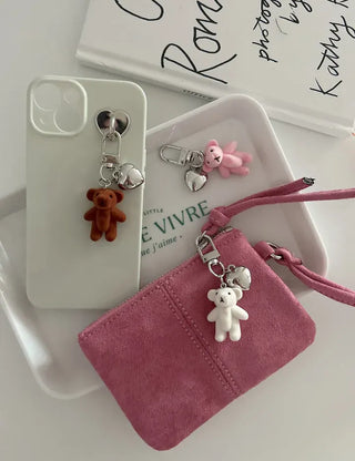 Homemade Heart Cute Velvet Mini Teddy Bear Keyring