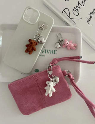 Homemade Heart Cute Velvet Mini Teddy Bear Keyring