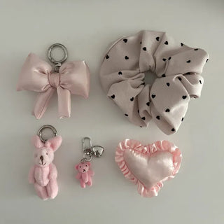 Homemade Heart Cute Velvet Mini Teddy Bear Keyring