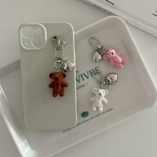 Homemade Heart Cute Velvet Mini Teddy Bear Keyring