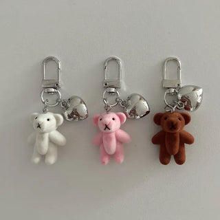 Homemade Heart Cute Velvet Mini Teddy Bear Keyring
