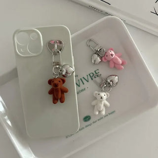 Homemade Heart Cute Velvet Mini Teddy Bear Keyring