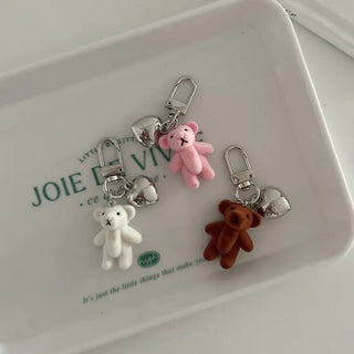 Homemade Heart Cute Velvet Mini Teddy Bear Keyring