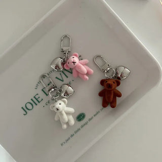 Homemade Heart Cute Velvet Mini Teddy Bear Keyring
