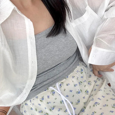 Flower Waffle Long Skirt Women's H-Line Elastic Skirt