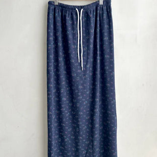 Flower Waffle Long Skirt Women's H-Line Elastic Skirt