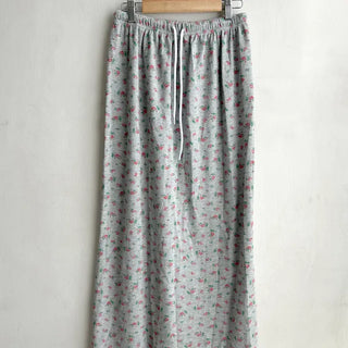 Flower Waffle Long Skirt Women's H-Line Elastic Skirt