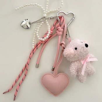 Doll Rope Keyring Set Pearl Ribbon Heart Bag Charm