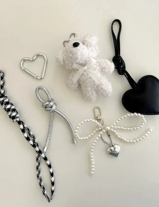 Doll Rope Keyring Set Pearl Ribbon Heart Bag Charm