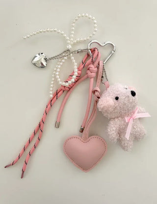 Doll Rope Keyring Set Pearl Ribbon Heart Bag Charm