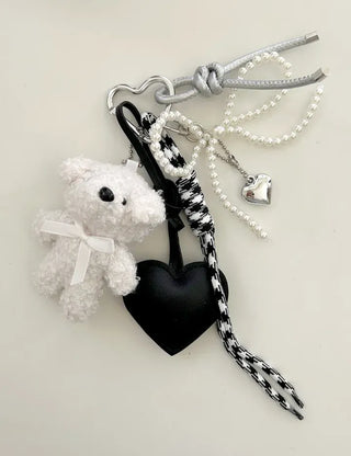Doll Rope Keyring Set Pearl Ribbon Heart Bag Charm