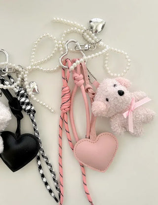 Doll Rope Keyring Set Pearl Ribbon Heart Bag Charm