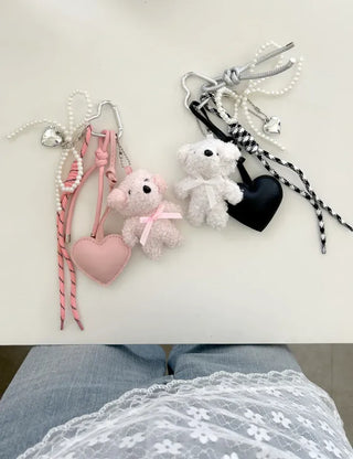 Doll Rope Keyring Set Pearl Ribbon Heart Bag Charm