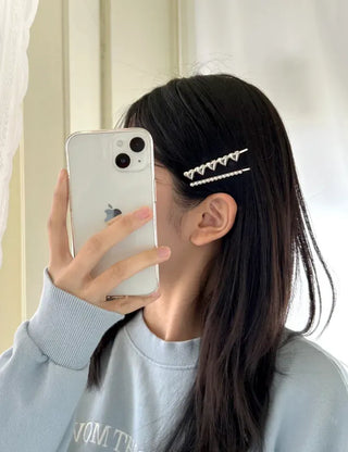 Silver Heart Bobby Pin Hairpin Set Daily Side Hair Pin