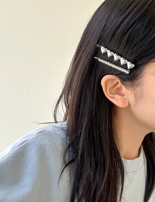 Silver Heart Bobby Pin Hairpin Set Daily Side Hair Pin
