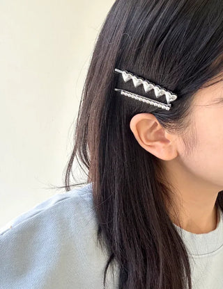 Silver Heart Bobby Pin Hairpin Set Daily Side Hair Pin