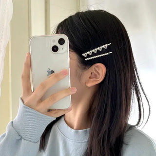Silver Heart Bobby Pin Hairpin Set Daily Side Hair Pin