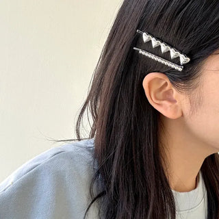 Silver Heart Bobby Pin Hairpin Set Daily Side Hair Pin