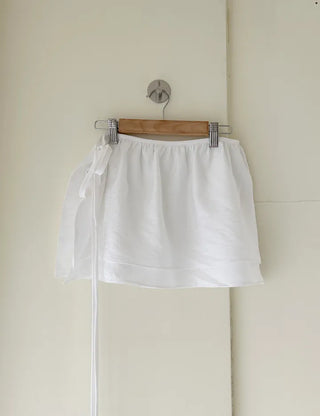 Basic layered skirt, rayon mini wrap skirt