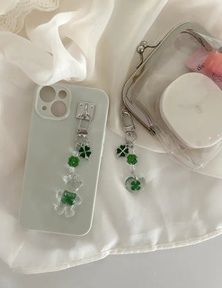 Beaded Four-Leaf Clover Keyring Lucky Keychain Keyholder