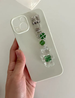 Beaded Four-Leaf Clover Keyring Lucky Keychain Keyholder