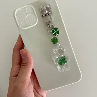 Beaded Four-Leaf Clover Keyring Lucky Keychain Keyholder