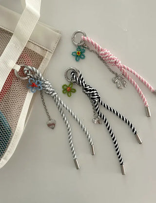 Bead flower keyring, Baekku flower decoration phone strap