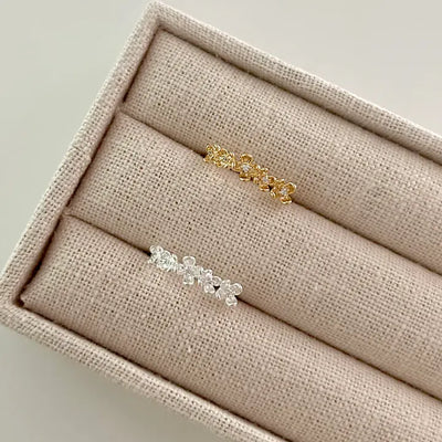 Cubic Flower Open Ring Women's Daily Flowering