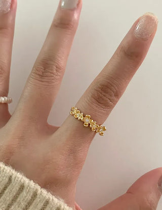 Cubic Flower Open Ring Women's Daily Flowering