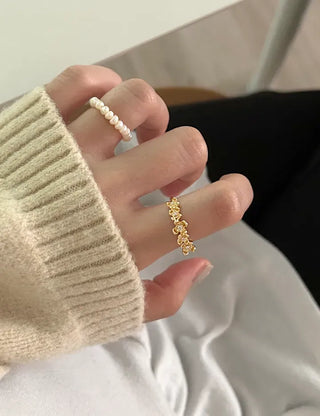 Cubic Flower Open Ring Women's Daily Flowering